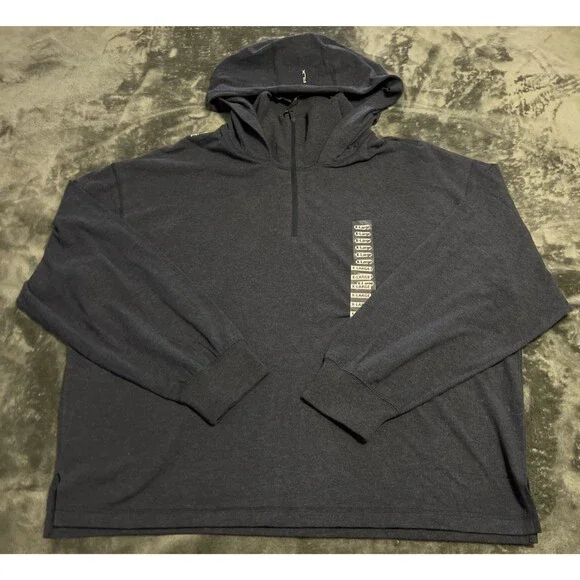 XL RLX Ralph Lauren Quarter Zip Hoodie with Collar Womens Navy Blue Wicking Soft - Picture 1 of 10